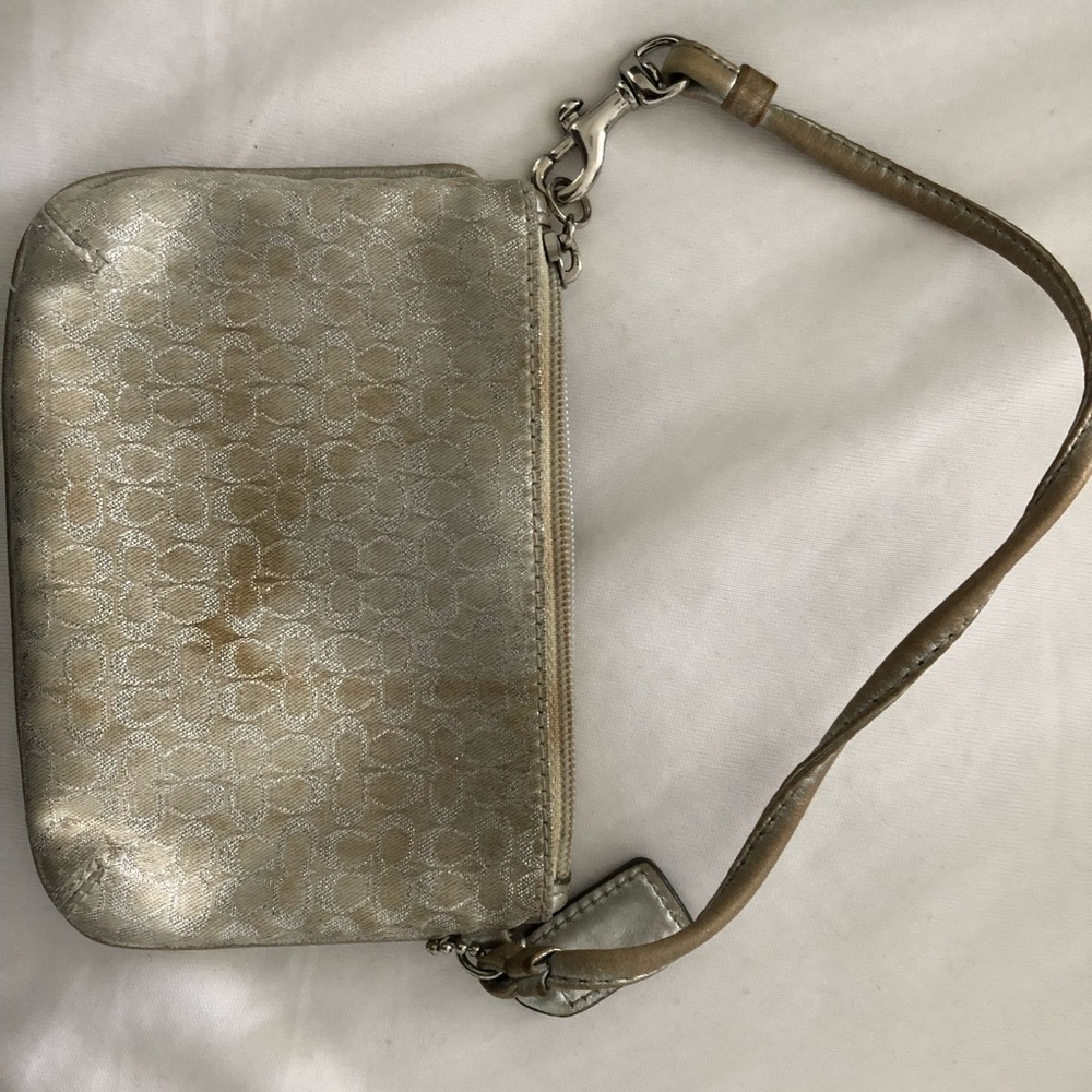 Silver coach wristlet